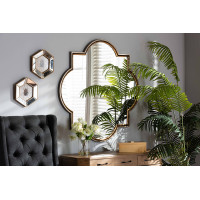 Baxton Studio RXW-10101 Tiana Vintage Antique Bronze and Gold Finished Metal Quatrefoil Accent Wall Mirror